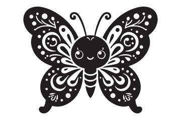 Cute Butterfly silhouette of vector illustration with white background