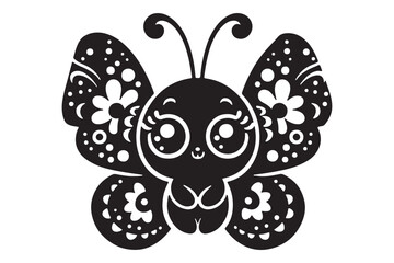 Cute Butterfly silhouette of vector illustration with white background