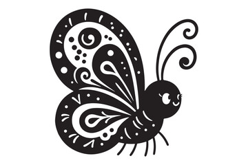 Cute Butterfly silhouette of vector illustration with white background