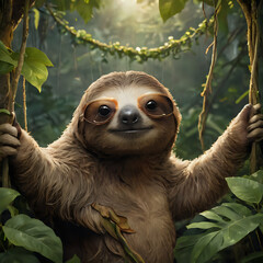 Fototapeta premium a sloth that is standing in the jungle