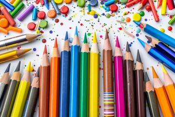 Fototapeta premium Close up of colorful pencils representing creativity and education in a vibrant and detailed composition