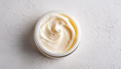 sample of cosmetic cream on light background, space for text; care cosmetics