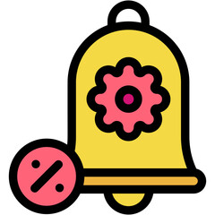 Vector Icon Bell, Commerce And Shopping, Notification, Percentage, Alarm