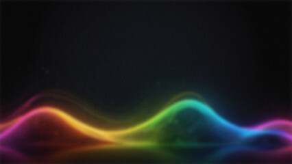 Fototapeta premium Blur and noise background with shiny rainbow wave lines isolated dark background
