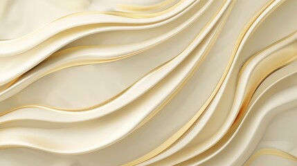 Obraz premium Luxurious abstract image showcasing elegant golden waves flowing over a creamy silky background, exuding sophistication and fluidity