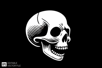Obraz premium Skull head vector illustration design black and white