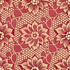 seamless pattern of basketweave with intricate lace overlays, Generative AI