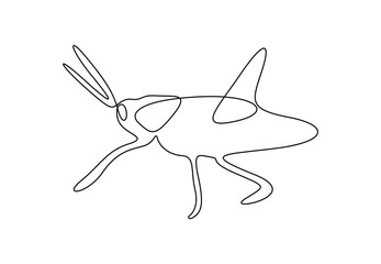 Grasshopper in one continuous line drawing vector illustration. Pro vector