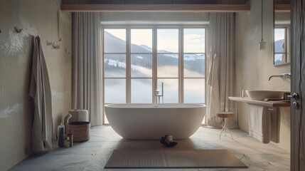 Inside the bathroom of a modern luxury home interior design A tranquil and stylish Scandinavian bathroom. Combining functionality with beauty Outstanding with modern decoration.