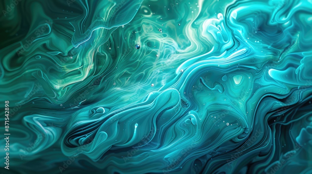 Poster create teal fluid acrylic swirls for digital art with a dynamic touch. perfect for backgrounds and m