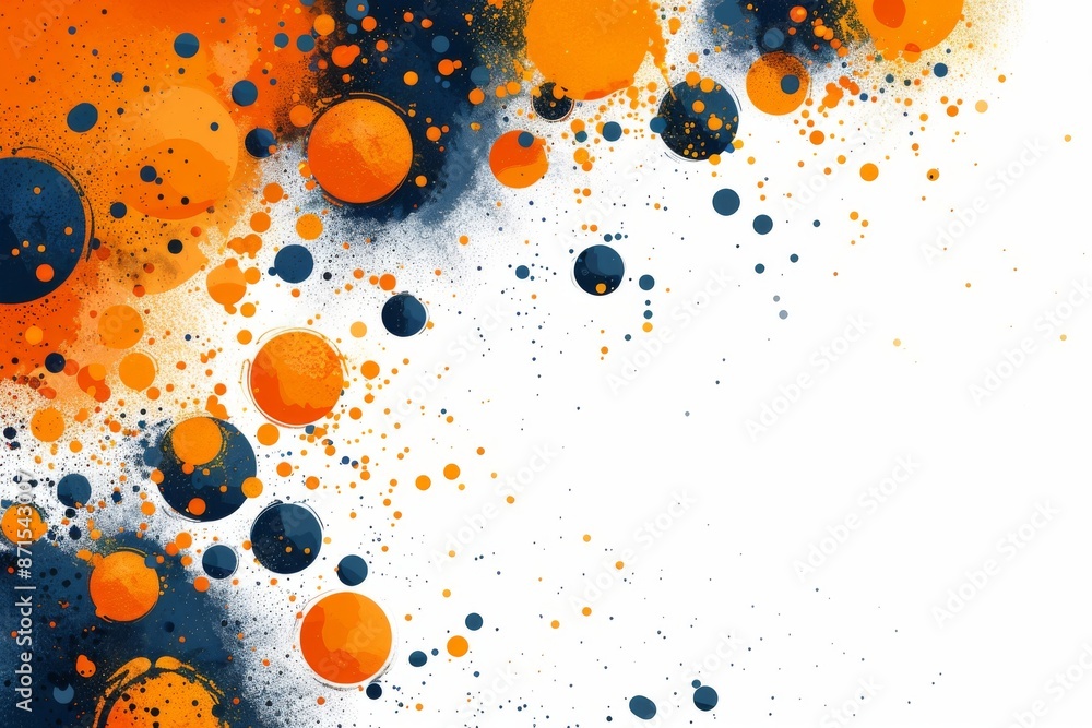 Poster abstract pattern with blue and orange splashes representing creativity and energy in a vibrant desig