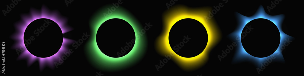 Poster set of circle illuminate light frames