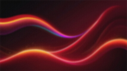 Blur and noise background with shiny rainbow wave lines isolated dark red background