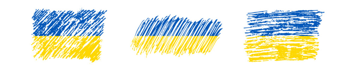 Set of Ukrainian national flags