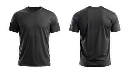 Plain black t-shirt front and back for PNG mockup