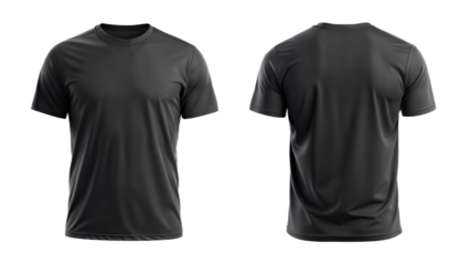 Plain black t-shirt front and back for PNG mockup