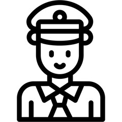 Vector Icon Policeman, Professions And Jobs, Policeman, Black Hair, Guardian, Thule