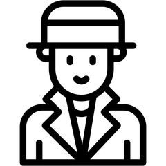 Vector Icon Detective, People, Professions And Jobs, Eyeglasses, Agent