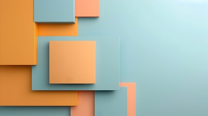 Vibrant Geometric Abstract Composition in Contrasting Orange and Blue Tones