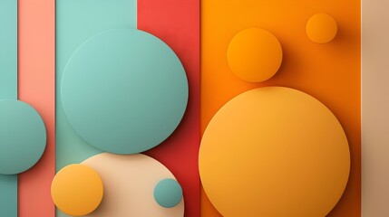 Vibrant Geometric Shapes and Spheres in Minimalist Composition