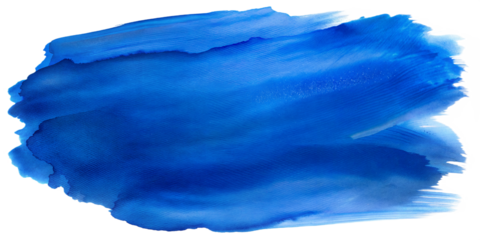 blue paint brush strokes in watercolor isolated against transparent