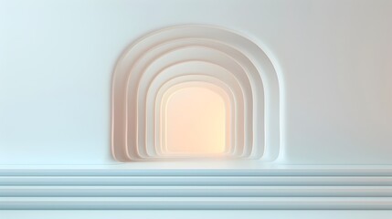 Obraz premium Minimalist Architectural Arch with Soft Lighting and Geometric Shapes
