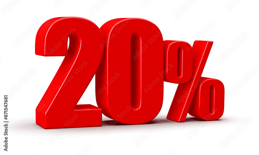 Sticker 20 Percent Off Sale Red Number 3D