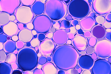 closeup of blue and purple abstract background with many small circles and bubbles