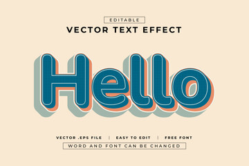 Hello retro style 3d editable text effect