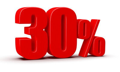 30 Percent Off Sale Red Number 3D