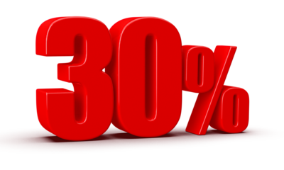 30 Percent Off Sale Red Number 3D