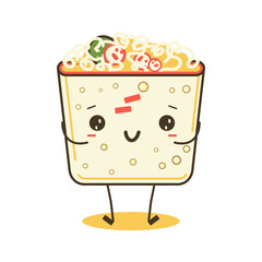 Cute Kebab Japanese Food Cartoon Character with Smile Expression