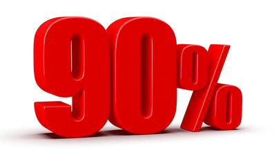 90 Percent Off Sale Red Number 3D