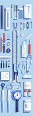 Obraz premium Medical instruments, precision tools, flat design illustration