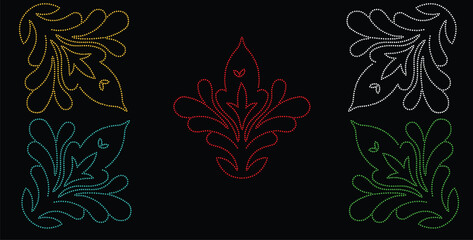 Rhinestone vector Design. rhinestone elephant vector design for Illustration of collar neck decoration with rhinestones in the form of a necklace. Flower  Transfer  Rhinestone. 