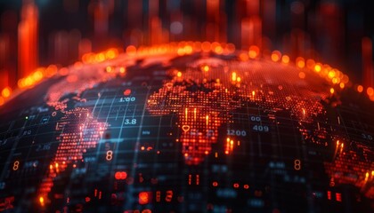 Abstract globe with financial data, economics, global economic trends