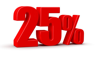25 Percent Off Sale Red Number 3D