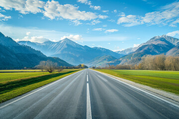 Naklejka premium Mountain Road with a View: A Road Trip Through Majestic Landscapes