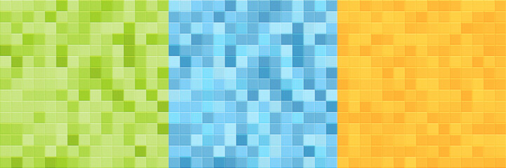 Square Tile Mosaic Pattern Design. Geometric Pixel Mosaic. Kitchen, Bathroom or Pool Tiles Backdrop. Vector Illustration