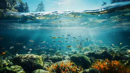 Fototapeta premium Colorful aquatic life thrives in tropical reef, AI Generative