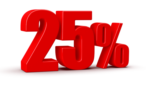 25 Percent Off Sale Red Number 3D