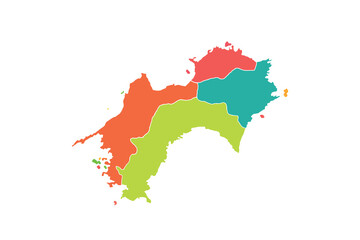 Shikoku map isolated modern colorful style. for website layouts, background, education, precise, customizable, Travel worldwide, map silhouette backdrop, earth geography, political, reports. 