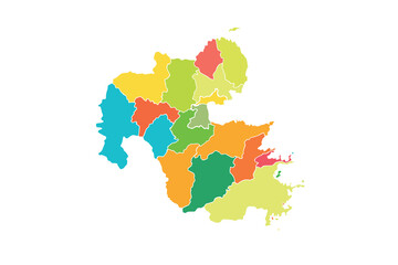 Obraz premium Oita map isolated modern colorful style. for website layouts, background, education, precise, customizable, Travel worldwide, map silhouette backdrop, earth geography, political, reports. 
