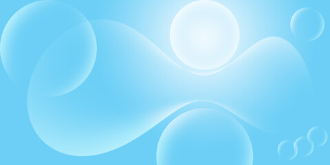 Graphic illustrations of curves and wavy lines. Geometric wallpaper, light blue gradient background. Templates for websites, covers, and background designs.