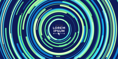 Abstract Circular Pattern Vector Background. Round Fast Lines Arcs Backdrop. Moving Circles. Vector Illustration. Radial Speed Lines.