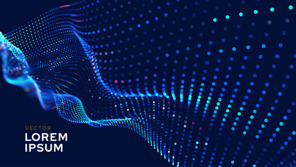 Cyber Big Data Flow Particles Tech Business or Science Background. Medical Research or Tech Innovation Online Webinar Presentation Event. Conference or Forum Vector Illustration Backdrop.