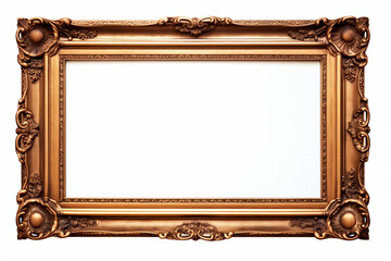 an empty rectangular frame with an antique finish, generative AI
