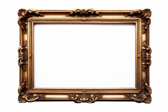 an empty rectangular frame with an antique finish, generative AI