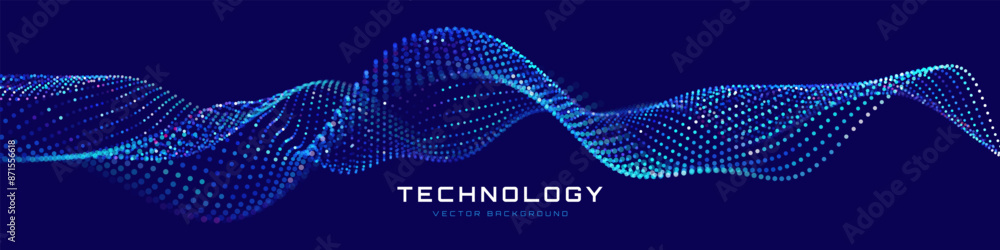 Aufkleber cyber big data flow particles tech business or science background. medical research or tech innovati