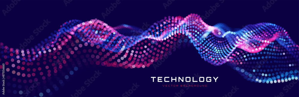 Aufkleber cyber big data flow particles tech business or science background. medical research or tech innovati